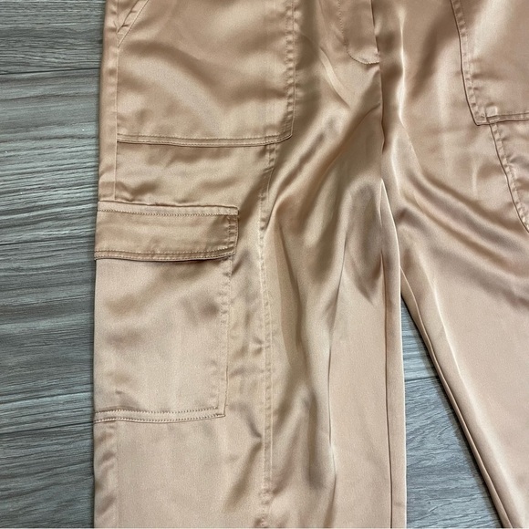 NEW Bailey 44 Gold Satin Cargo Pocket Straight Leg Ankle Pants - Picture 10 of 12